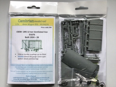Cambrian C092W LMS 12ton Ventilated Van Kit OO Gauge
